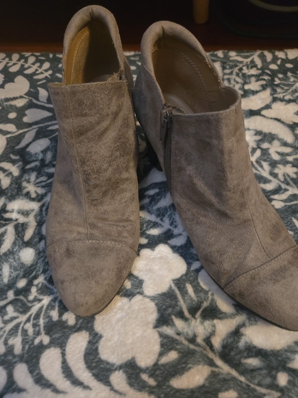 Naturalizer Taupe Suede Ankle Booties with Side Zip